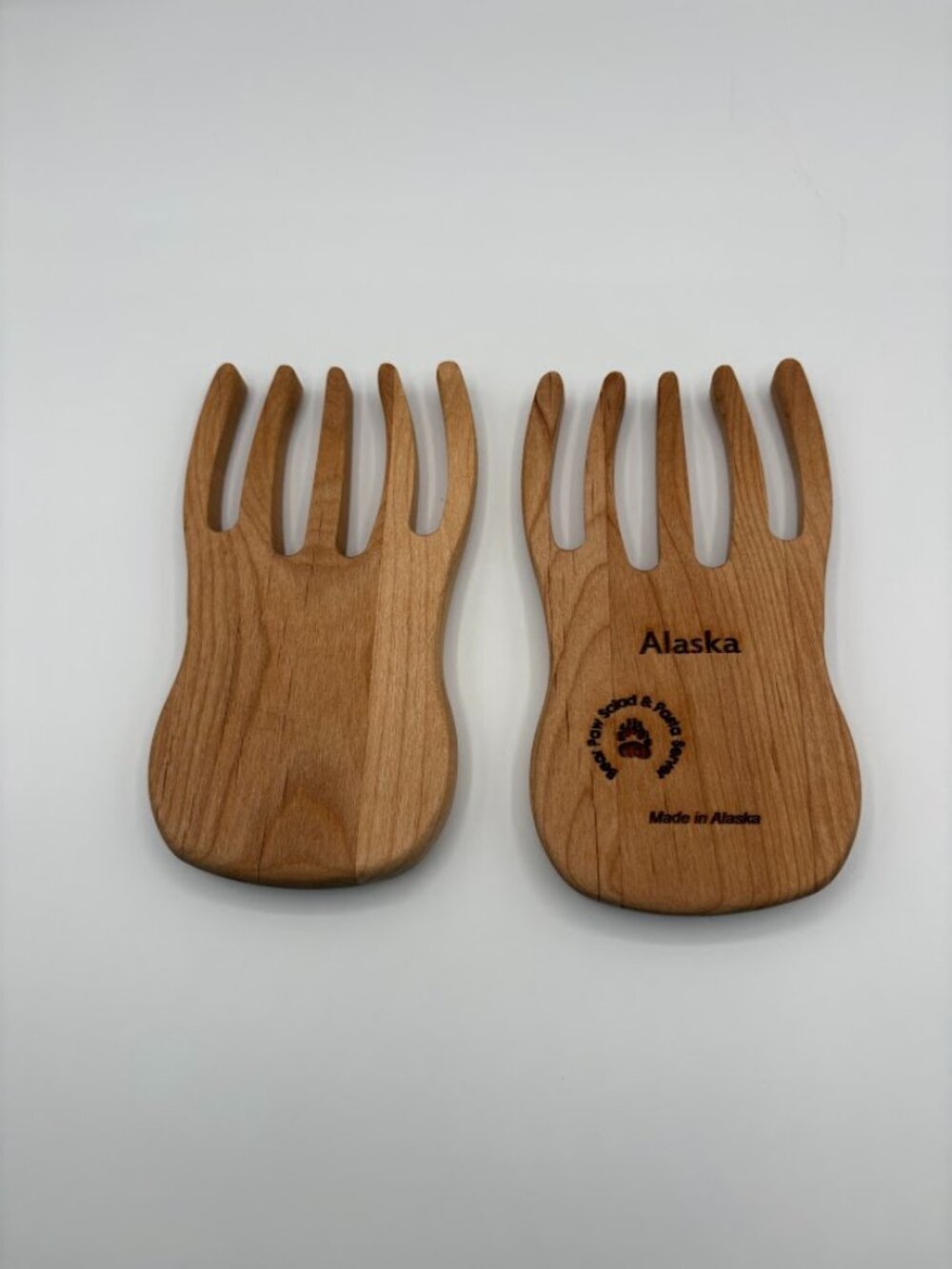 Alaska Wooden Salad & Pasta Bear Claws Serving Forks Utensils